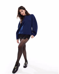 Структурированный джемпер с круглым вырезом темно-синего цвета Asos design