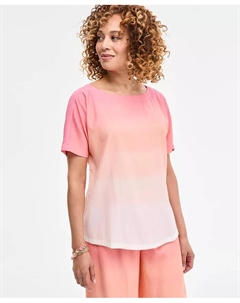 Женская короткая блуза с эффектом омбре и плиссировкой, розовый Jm collection