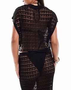 Трикотажная пляжная рубашка черного цвета Asos design