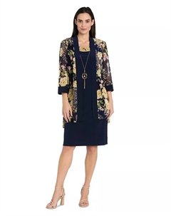 Мини-платье с вырезом под ожерелье и шифоновым жакетом, черный R&m richards