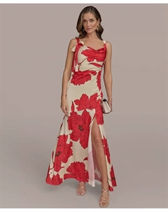 Женское платье с капюшоном и принтом, красный Donna karan new york