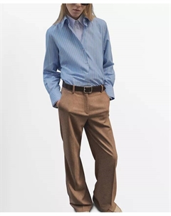 Женская рубашка из смесового хлопка и лиоцелла Regular, синий Mango