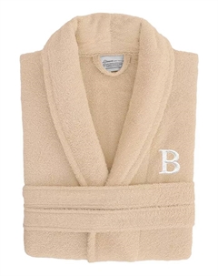 Банный халат унисекс из 100% турецкого хлопка Bookman Font, коричневый/бежевый Linum home