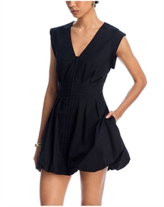 Платье мини Gale с присборенным подолом из поплина, черный Steve madden