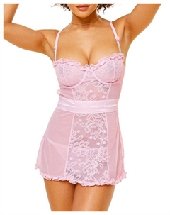 Этти Женский комплект белья: бабидол и стринги, розовый Adore me