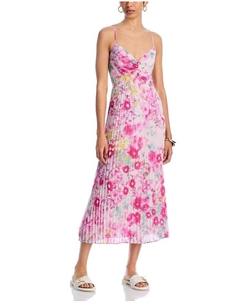 Рэй Плиссированное Миди-платье из Цветочного Шифона, розовый Steve madden