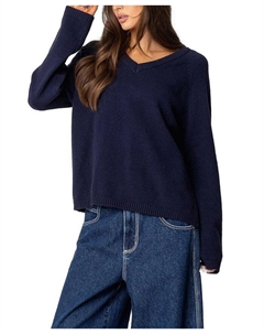 Марта Свитер с V-образным вырезом оверсайз, синий Edikted