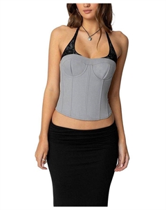 Жара Многослойный Кружевной Корсет-Халтер, серый Edikted