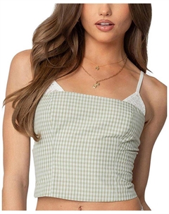 Ленорэ Многослойный топ в клетку, зеленый Edikted
