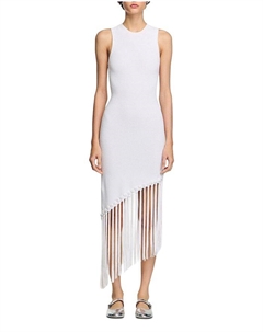 Макси-платье с бахромой в технике крючком, белый Sandro