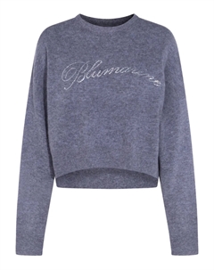 Шерстяной свитер, украшенный кристаллами, серый Blumarine