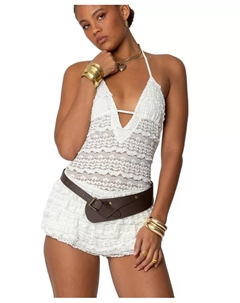 Женский кружевной комбинезон Lanney с рюшами, коричневый/бежевый Edikted