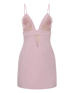 Платье мини с кружевной вставкой и декором, розовый Elisabetta franchi