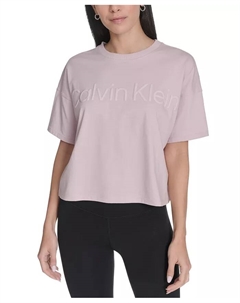 Женская хлопковая футболка с объемным логотипом, розовый Calvin klein