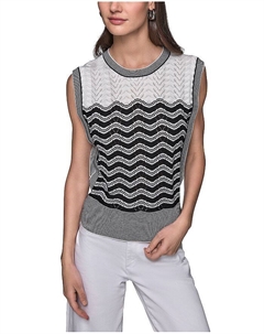 Геометрический пуловер без рукавов с ажурной вязкой, серый Karl lagerfeld paris