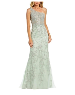 Платье с одним плечом и декоративными элементами, зеленый Mac duggal