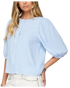 Рубашка на пуговицах с принтом "в полоску" в стиле льняной ткани, синий Edikted