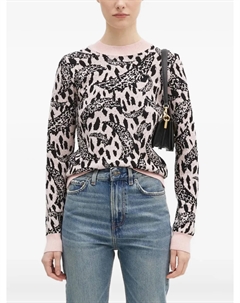 Свитер с круглым вырезом с леопардовым принтом и жаккардовым узором, розовый Fiorucci