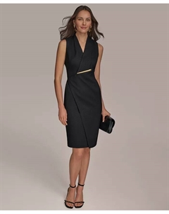 Женское осеннее платье-футляр с металлической отделкой, черный Donna karan new york