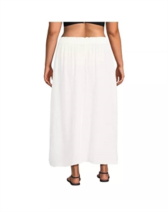 Пляжная юбка-парео из хлопкового муслина больших размеров, белый Lands' end