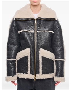 Куртка из овчины с кожаными вставками, черный Halfboy