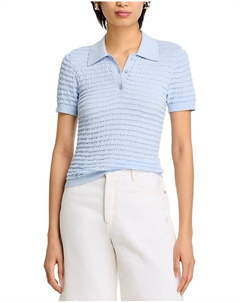 Поло из плиссированного шелка, синий Frame