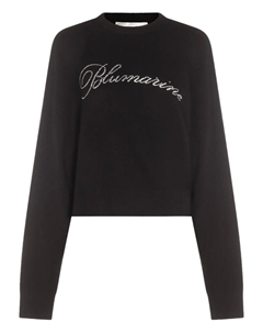 Шерстяной свитер, украшенный кристаллами, черный Blumarine