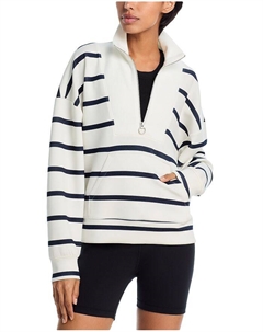 Полосатый укороченный свитшот с длинным рукавом - эксклюзив, белый Aqua athletics