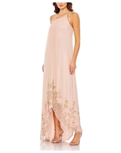 Свободное асимметричное платье с одним плечом и бисером, розовый Mac duggal