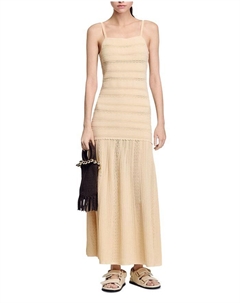 Вязаное макси-платье, коричневый/бежевый Sandro