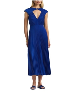 Плиссированное платье, синий St. john