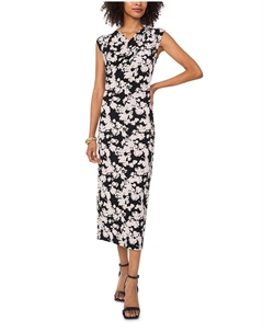 Платье миди с удлинёнными плечами, черный Vince camuto