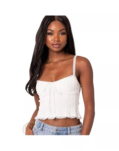 Женский ажурный трикотажный топ Lacey, белый Edikted