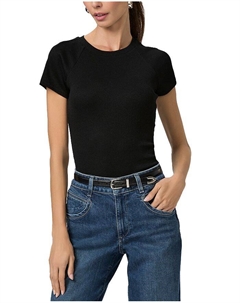 Бижу Укороченная Футболка с Регланными Рукавами, черный Paige