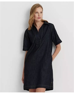 Джинсовое хлопковое платье-рубашка, синий Lauren ralph lauren