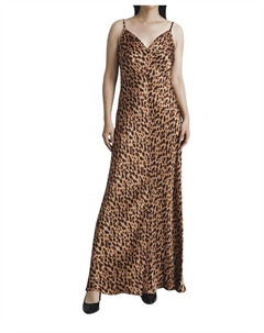 Эден Леопард Сатиновое Макси-платье-комбинация, коричневый Ghost london