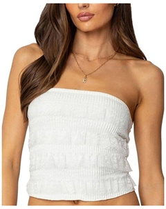 Жоржетовый кружевной топ-труба с рюшами, белый Edikted