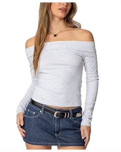 Клоди Топ с отворотом, серый Edikted