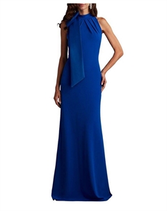 Вечернее платье Sims с бантом на плече из тафты, синий Tadashi shoji
