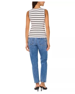 Женский полосатый свитер без рукавов, белый Vince camuto