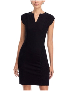 Мини-платье с разрезом и комбинированными материалами, черный Misook