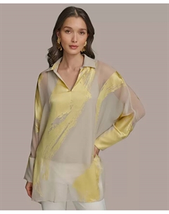 Женская туника Brushstroke Burnout с эффектом выгорания, серый Donna karan new york