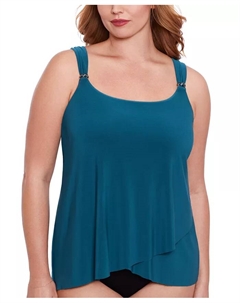 Топ-танкини асимметричный с драпировкой Plus Size Razzle Dazzle, зеленый Miraclesuit