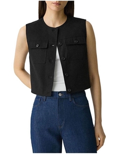 Приталенный льняной жилет без рукавов, черный Theory
