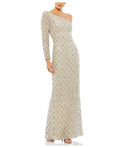 Украшенное асимметричное платье с одним плечом, золотой Mac duggal