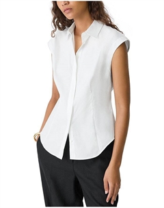 Приталенная блуза с короткими рукавами из экологичного хлопка, белый Theory