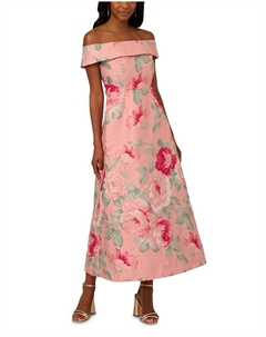 Платье с открытыми плечами в жаккарде, розовый Adrianna papell