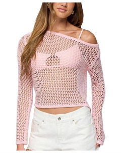 Топ с ажурной вязкой Inara на бретелях, розовый Edikted