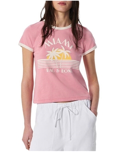 Майка боксерского кроя Miami с контрастной окантовкой, розовый Rag & bone