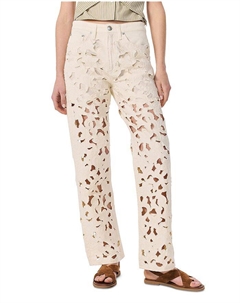 Лоджин Джинсы с цветочным принтом и вырезами, завышенная талия, широкие брючины, цвет экрю, слоновая кость/кремовый Rag & bone